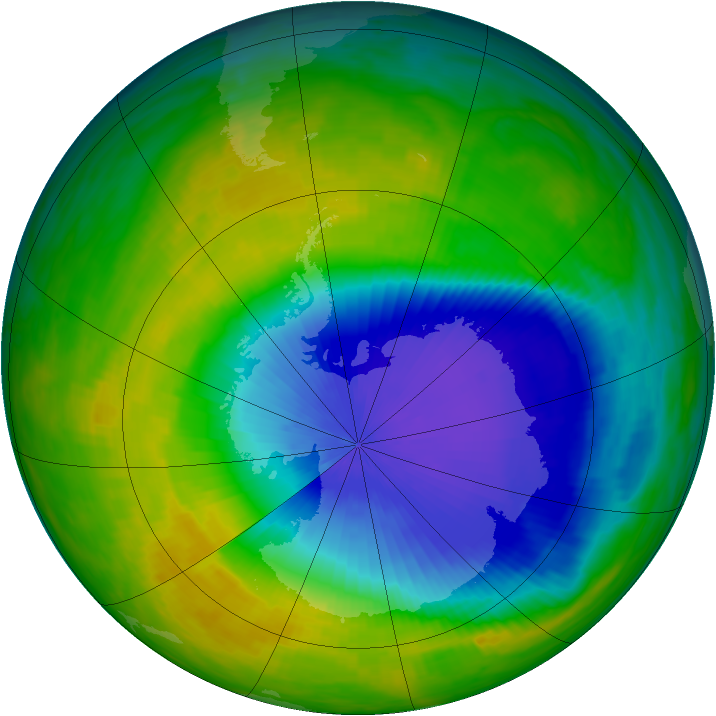 Antarctic ozone map for 26 October 1992